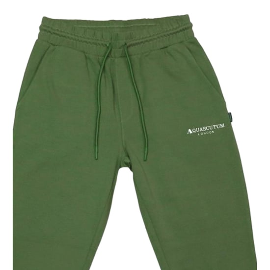 Aquascutum Mens Patterned Slim Joggers (Military Green) - Image 3