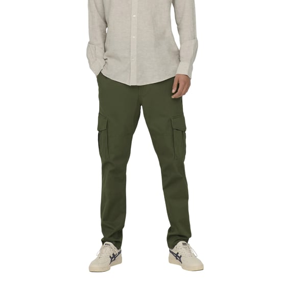 Only Mens Dean Regular Cargo Trousers (Olive Night) - Image 2
