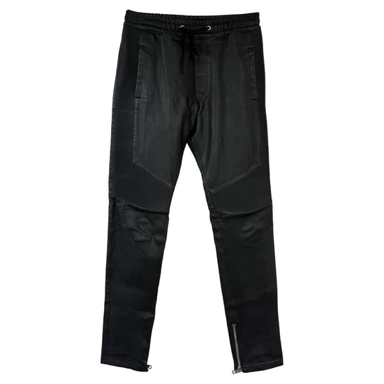 Balmain Drawstring Trousers in Black Leather - Image 1
