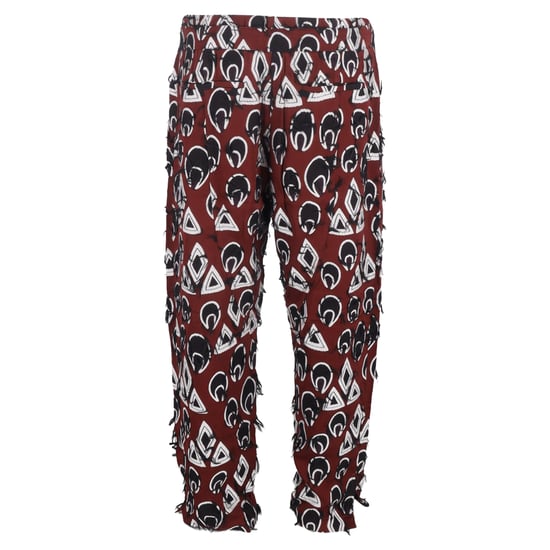 Chloé Geprinte Cropped Broek met Touwtjes in Bordeaux Viscose - Image 3