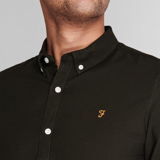 Farah Vintage Oxford-overhemd met lange mouwen en knoopsluiting voor heren (Donkergroen) - Image 5