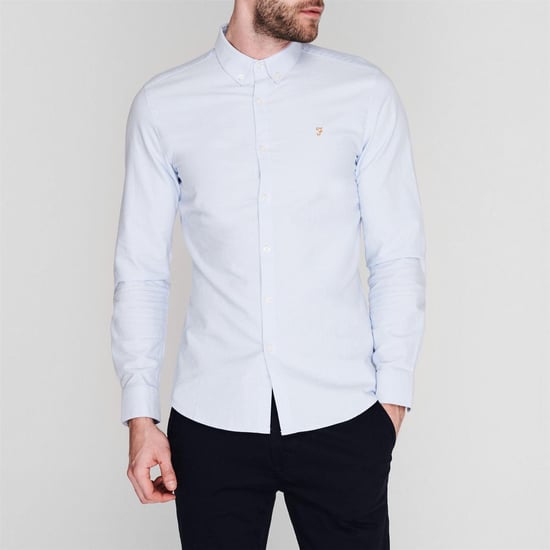 Farah Vintage Oxford-overhemd met lange mouwen en knoopsluiting voor heren (Hemelsblauw) - Image 3