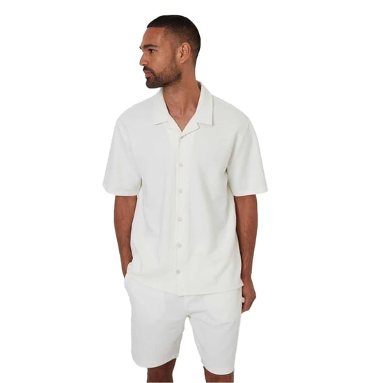Threadbare Mens Embley Solid Relaxed Fit Shirt (Ecru) - Image 1