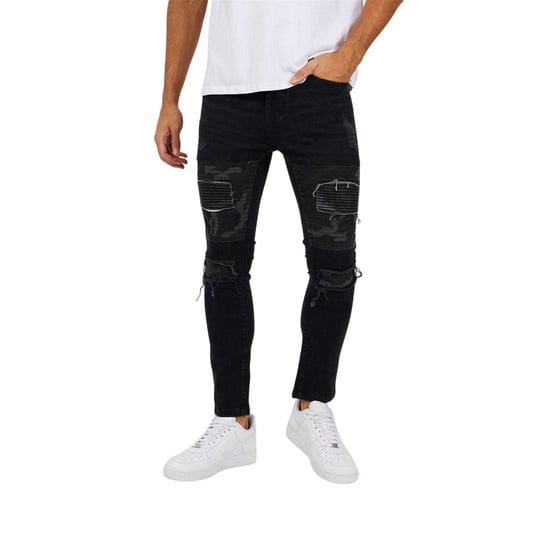Brave Soul Skinny-jeans voor heren in 'washed'-biker-stijl (Houtskoolwas) - Image 2