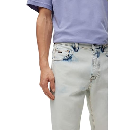 Boss Herenjeans van denim met 5 zakken en rechte pijpen (Pastelblauw) - Image 3