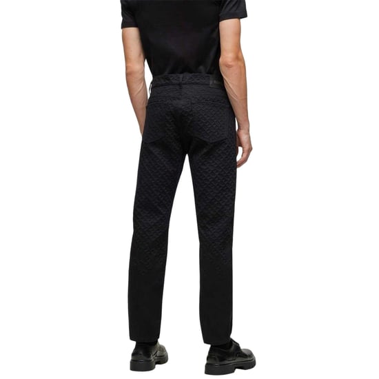 Boss Herenjeans van denim met geometrisch patroon, 5 zakken en rechte pijpen (Zwart) - Image 2