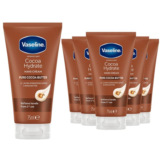 Vaseline Hand Cream Intensive Care Pure Cocoa Butter Cocoa Hydrate 75ml, 6 Pack - Image 1