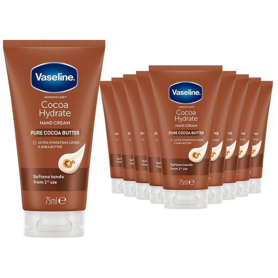 Vaseline Hand Cream Intensive Care Pure Cocoa Butter Cocoa Hydrate 75ml, 10 Pack - Image 1