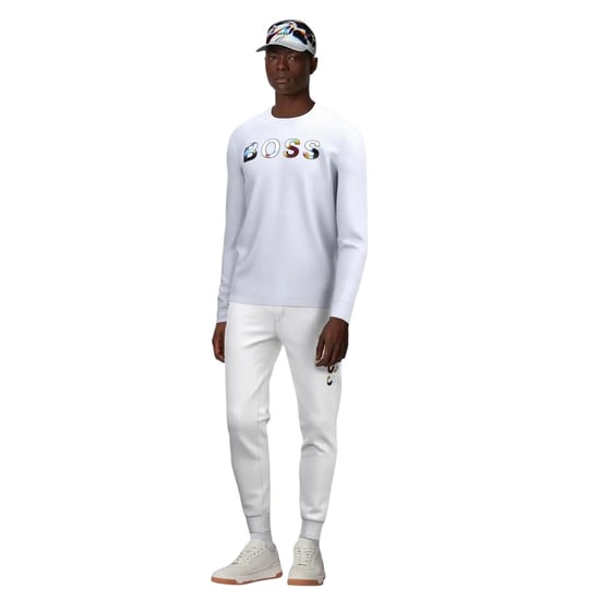 Boss Mens SkeDigital Gradient Logo Tracksuit Bottoms (White) - Image 1