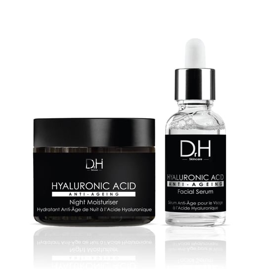 Dr H Anti-Ageing Hyaluronic Acid Facial Serum 30ml + Hyaluronic Acid Night Moisturiser 60ml for Dryness, Fine Lines, Wrinkles - Image 1