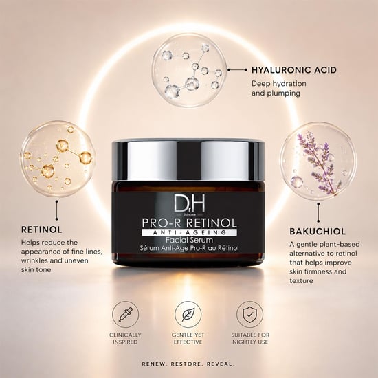 Dr H Pro-R Retinol Anti-Ageing Facial Serum 30ml for Fine Lines, Wrinkles, Loss of Firmness - Image 5