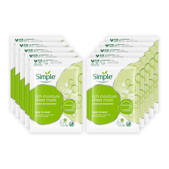 Simple Kind to Skin Rich Moisture Sheet Mask for Sensitive Skin, Pack of 10 - Image 1