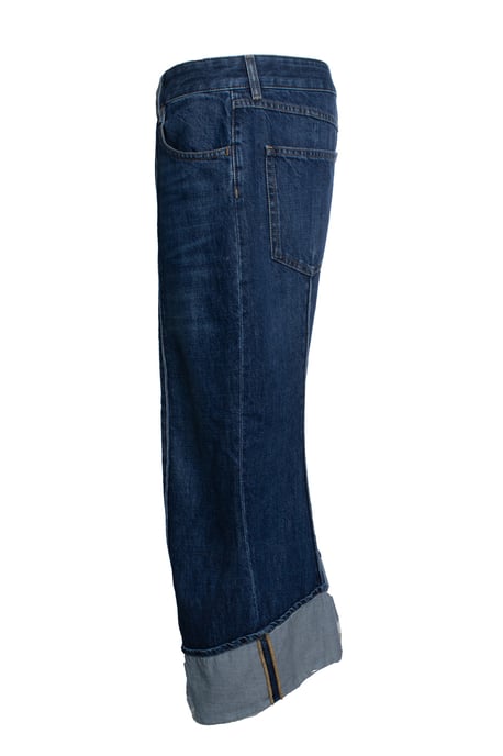 Bottega Veneta, beskurna och vikta jeans i blått - Image 4