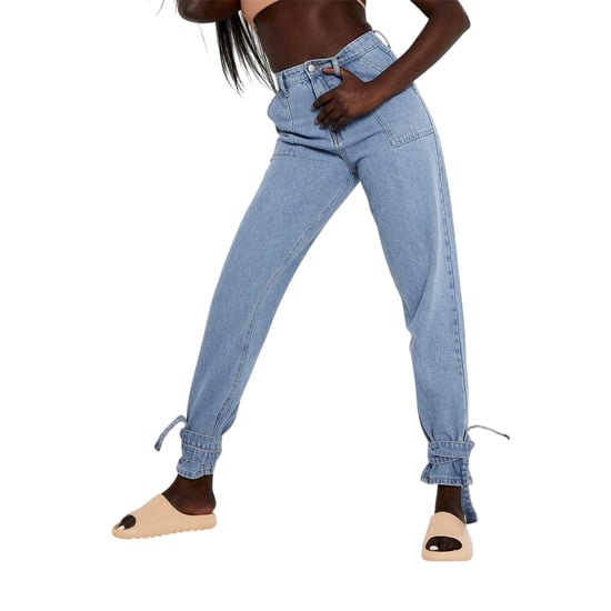 Missy Empire Womens/Ladies Denim Tie Up Relaxed Fit Jeans (Blue) - Image 1