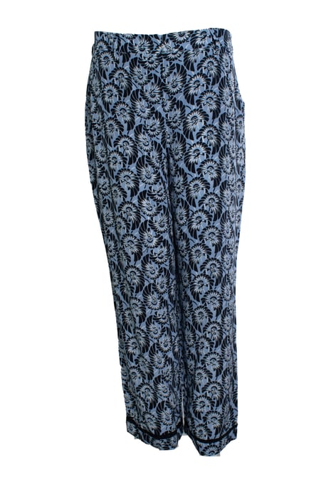 Prada, blue floral printed silk casual pantalon - Image 1