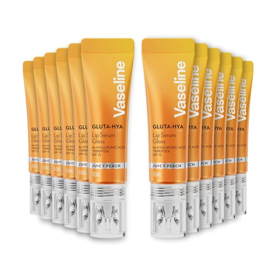 Vaseline Gluta-Hya Lip Serum Gloss Juicy Peach Hydrating Moisture Care 10ml 12Pk - Image 1