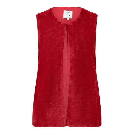 Yumi Womens/Ladies Collarless Faux Fur Sleeveless Gilet (Red) - Image 1