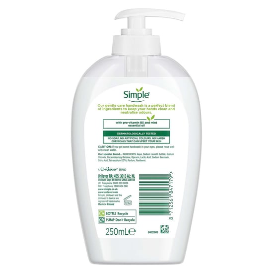 Simple Kind to Skin Gentle Care Hand Wash with Mint Oil, 6 x 250ml - Image 6