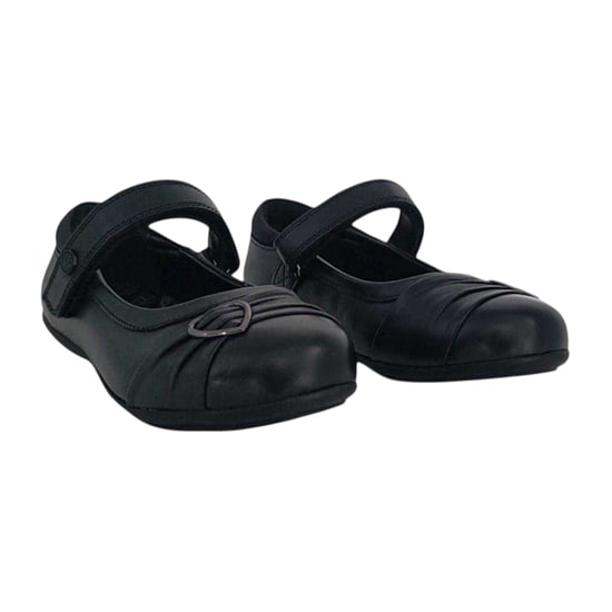 Pretty Green Meisjes Loreto Leren Gevoerde Platte School schoenen (Zwart) - Image 4