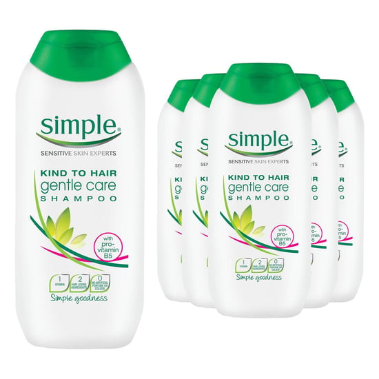 Simple Kind to Hair Gentle Care Shampoo for Sensitive Scalp, 6 x 200ml - Image 1