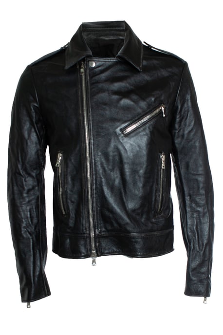 Balmain, Black leather biker jacket with zippers and logo - Image 3