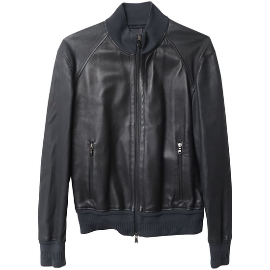Neil Barrett Zip Up Bomber Jacket in Black Leather - Image 1