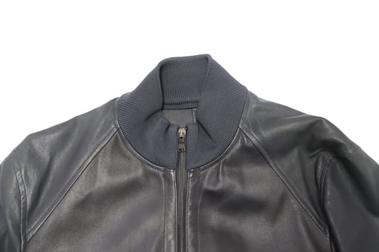 Neil Barrett Zip Up Bomber Jacket in Black Leather - Image 3