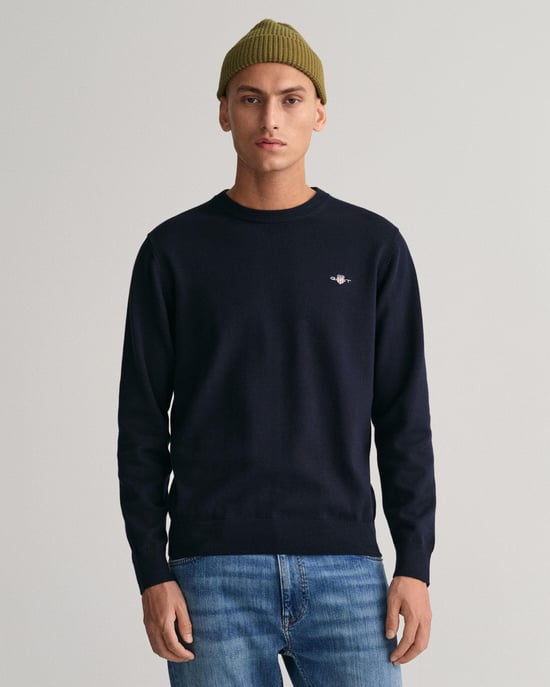 GANT Mens Classic Cotton Crew Neck Jumper - Image 1