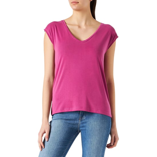 Pieces Pckamala gebreid T-shirt met V-hals voor dames (Festival Fuchsia) - Image 1