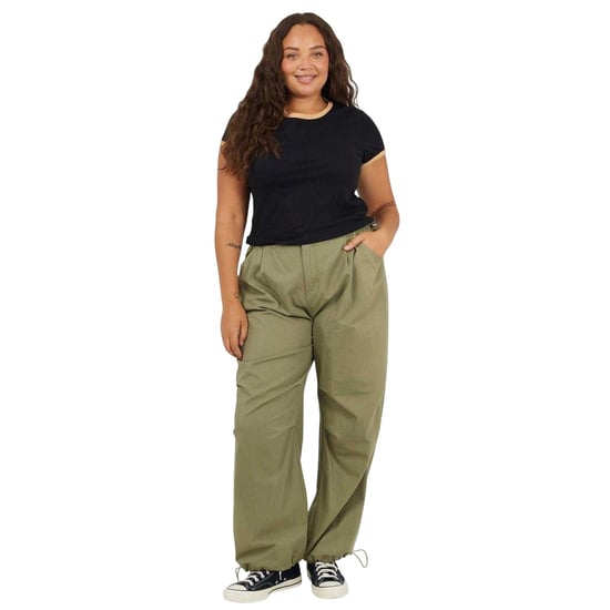 Brave Soul Dames/Dames Ringer Crew Hals Plus T-shirt (Zwart/Camel) - Image 1