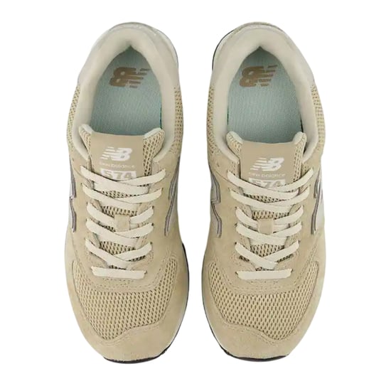 New Balance 574 suède sneakers met sleehak voor dames (Beige/Wit) - Image 4