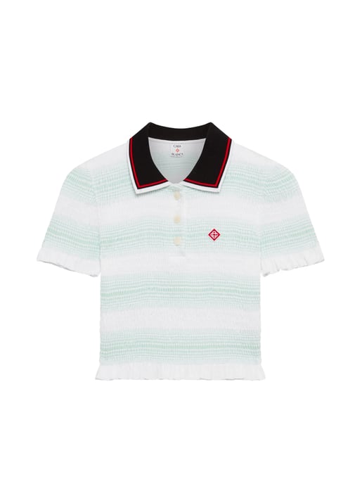 Gestreept poloshirt met plooien - Image 1
