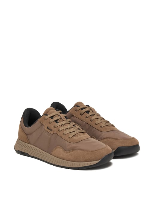 Men's Boss Titanium Runn Sdnypa Low Top Sneakers in Dark Beige - Image 2
