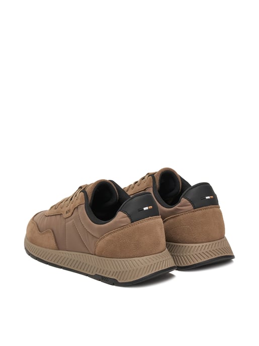 Men's Boss Titanium Runn Sdnypa Low Top Sneakers in Dark Beige - Image 3