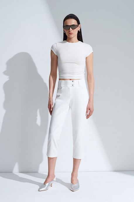Women's High-waist Wide-leg Capri Trousers - Image 1