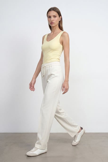 Rechtersnij crepe broek met aantrekkoord in de taille - Image 1