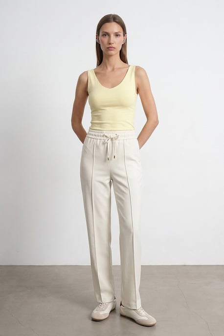 Rechtersnij crepe broek met aantrekkoord in de taille - Image 2