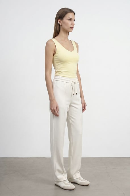 Rechtersnij crepe broek met aantrekkoord in de taille - Image 4