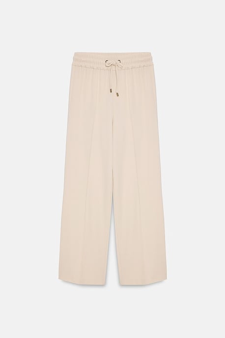 Rechtersnij crepe broek met aantrekkoord in de taille - Image 5