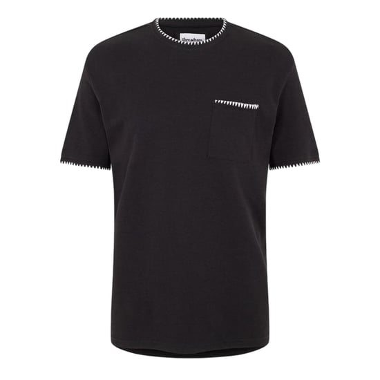 Threadbare Gebreid T-shirt voor heren van Perth (Zwart/Ecru) - Image 1