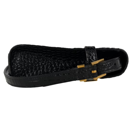 Saint Laurent Croc Embossed Manhattan Shoulder Bag in Black Leather - Image 6