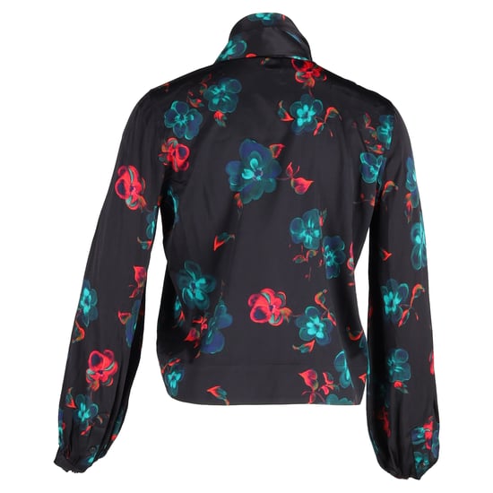 Ganni blommig blus i svart siden - Image 3