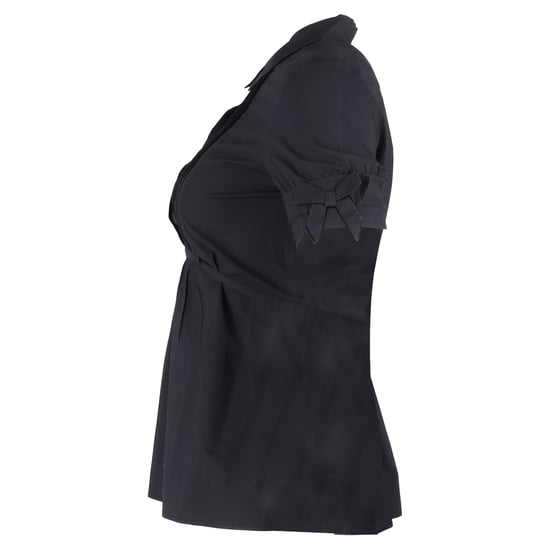 Escada blus med kort ärm och knytning i midjan i svart bomull - Image 2