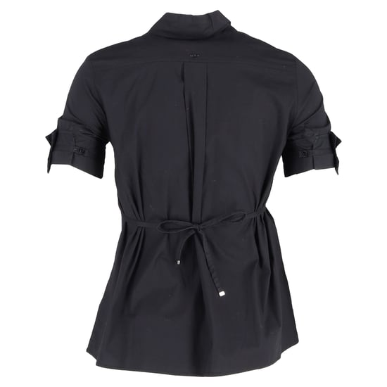 Escada blus med kort ärm och knytning i midjan i svart bomull - Image 3