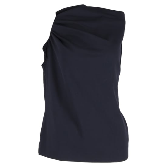 Escada Draped Top in Navy Blue Silk - Image 1