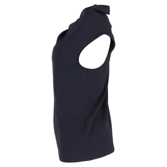 Escada Draped Top in Navy Blue Silk - Image 2