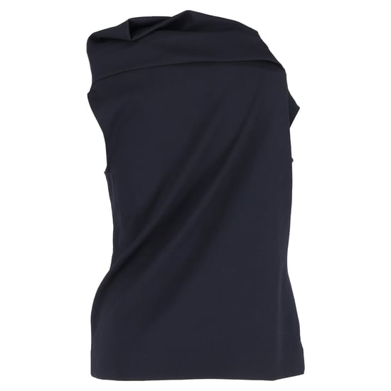 Escada Draped Top in Navy Blue Silk - Image 3