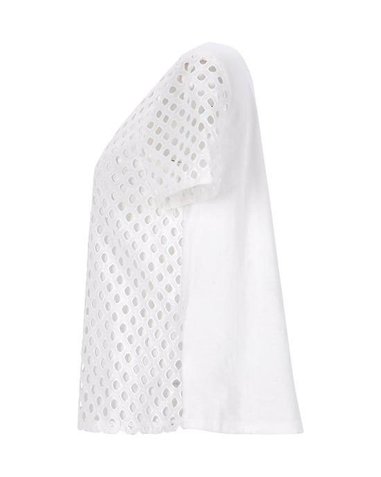 Tory Burch – Vit bomulls-t-shirt med hålmotiv framtill - Image 2