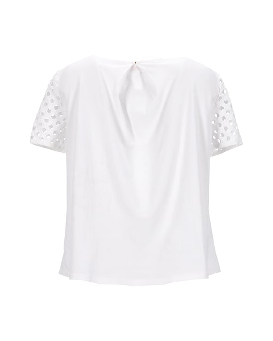 Tory Burch – Vit bomulls-t-shirt med hålmotiv framtill - Image 3