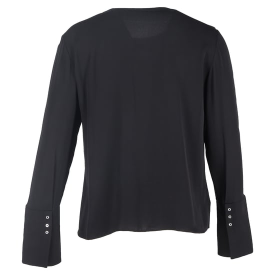 Hugo Boss – Ringutsmyckad långärmad topp i svart polyester - Image 3
